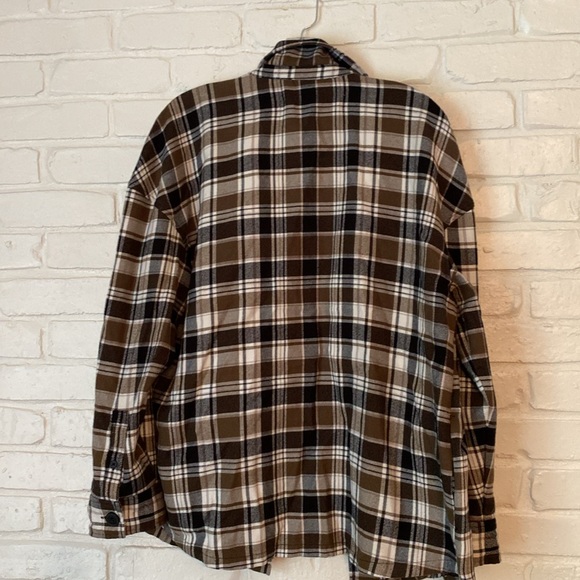 Treasure & Bond Olive, Black and Cream Plaid Shacket - M - Picture 7 of 7